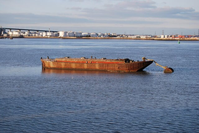 Historic Thames barge repurposed to create a new island habitat in the Blackwater Estuary, Essex