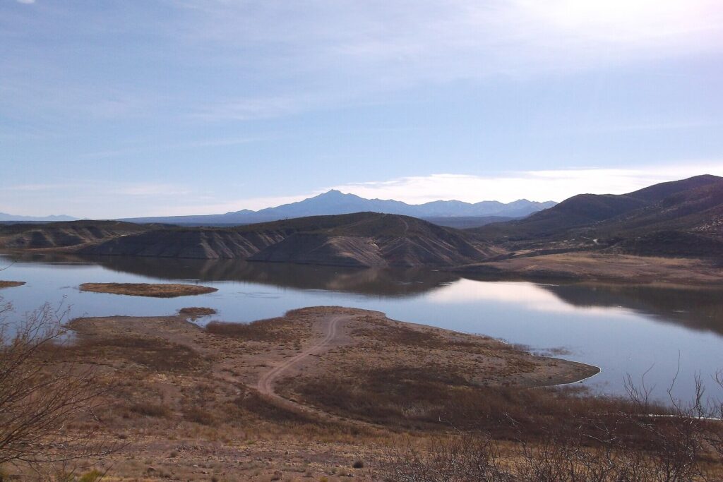 View of San Carlos Lake after authorities closed the reservoir due to a mass fish die-off.