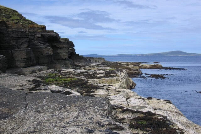 Landscape of Rousay in Orkney, Scotland, an important habitat for native wildlife including seabirds and the Orkney vole.