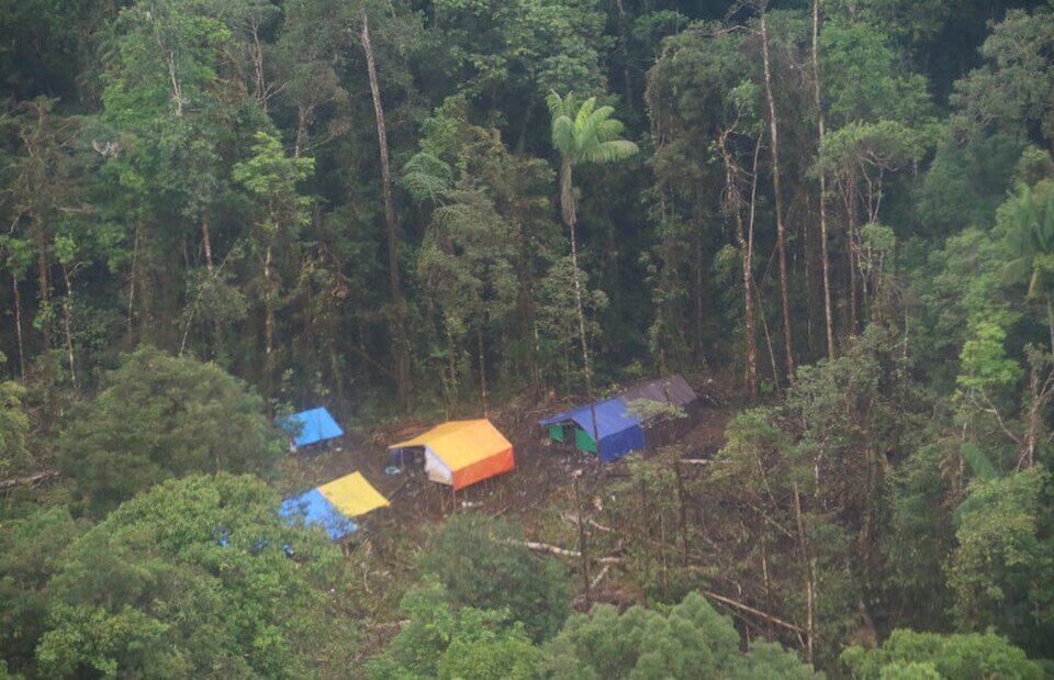 Illegal gold mining camp in Brazil’s Sararé Indigenous Territory