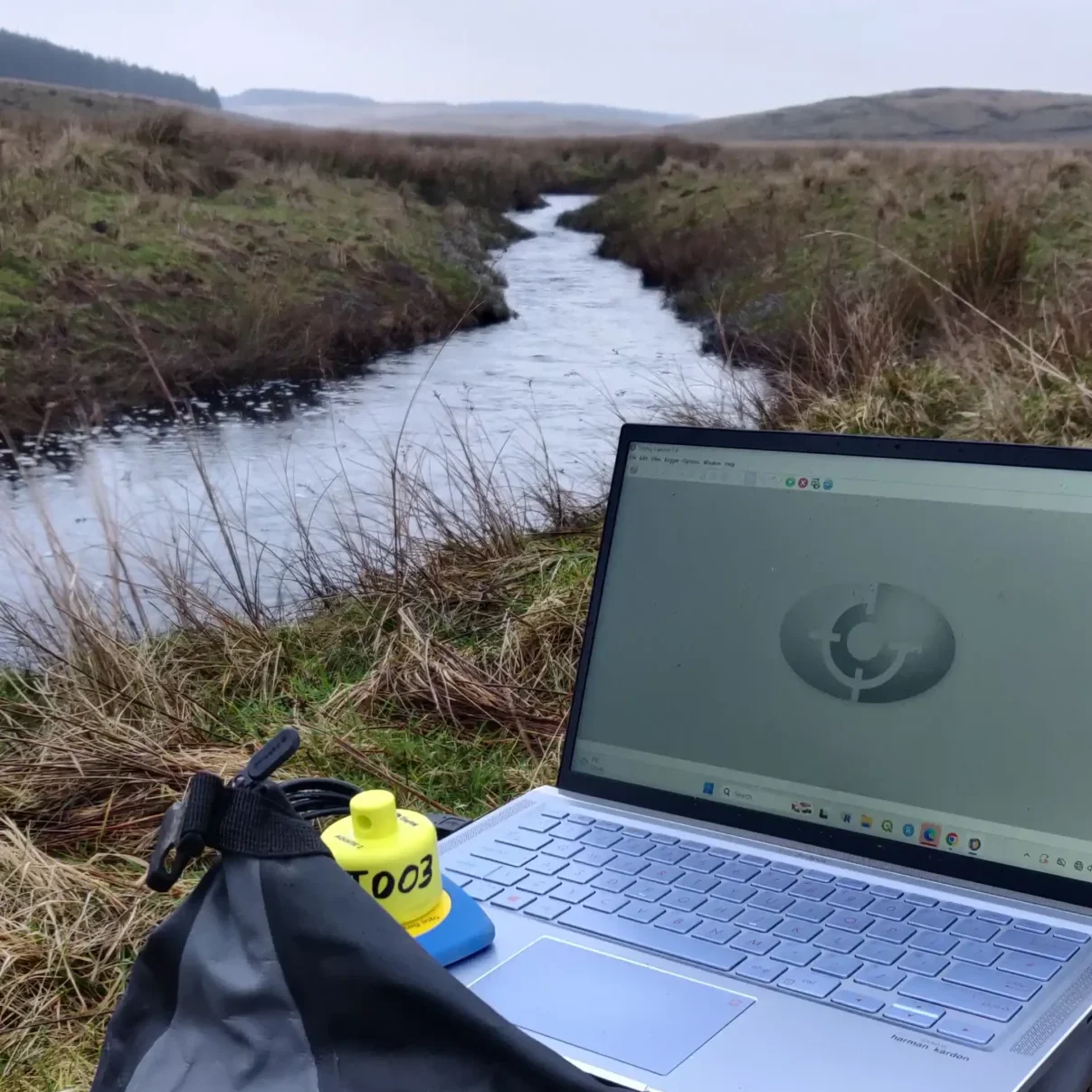 Working riverside in river habitat monitoring pilot.